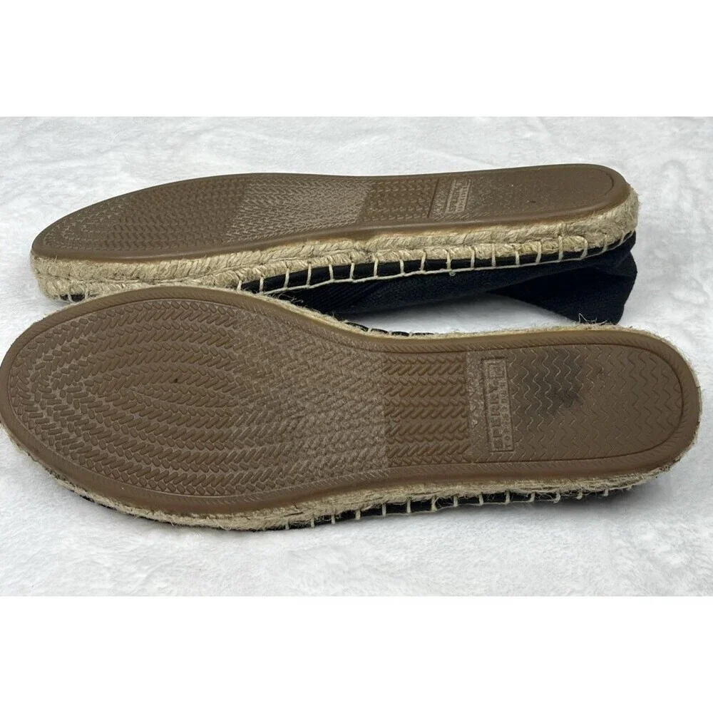 Sperry Women's Espadrille Flat Slip On Shoe Black Tan Size 7